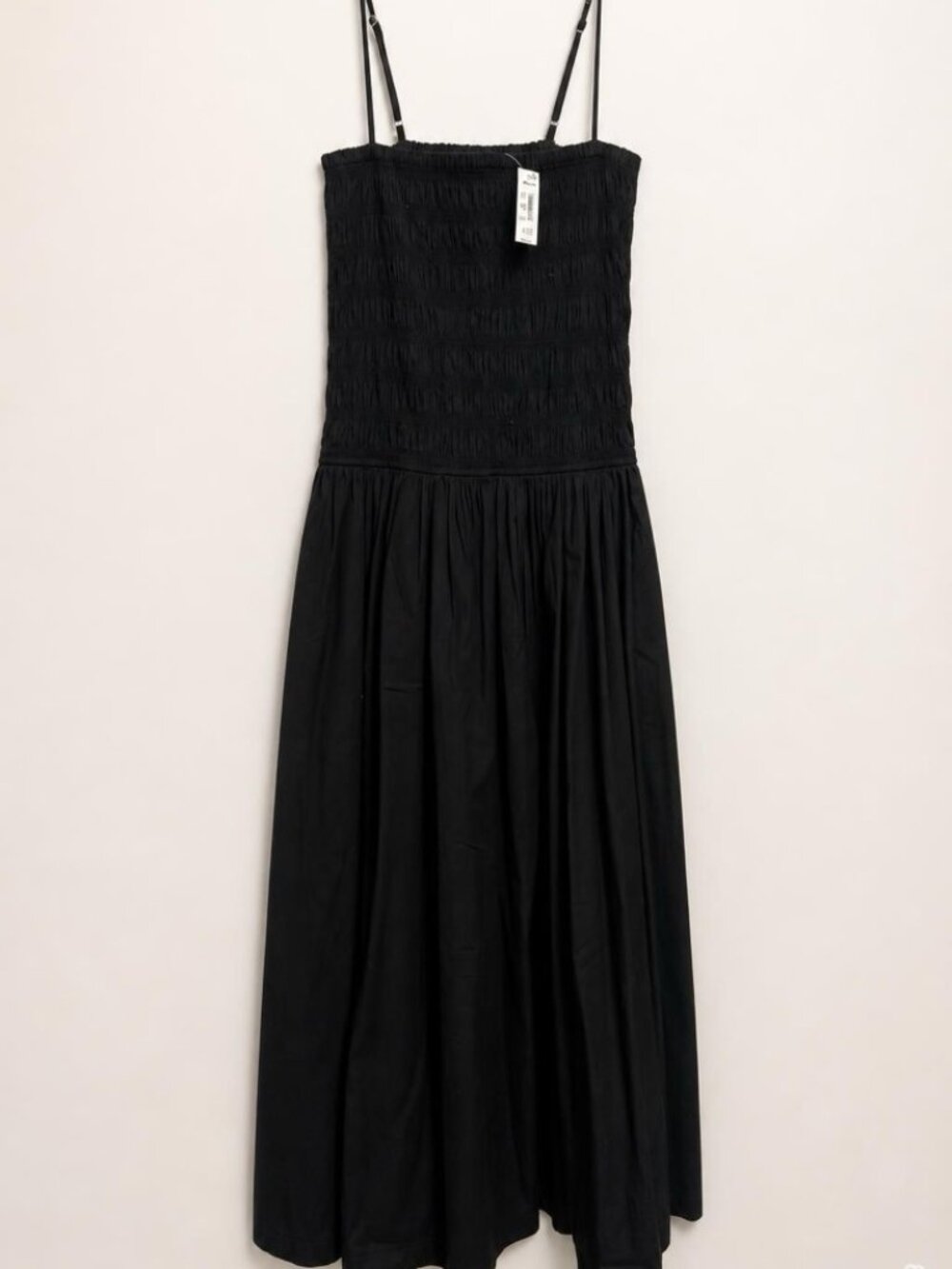 Madewell Women's Black Poplin Smocked Maxi Dress